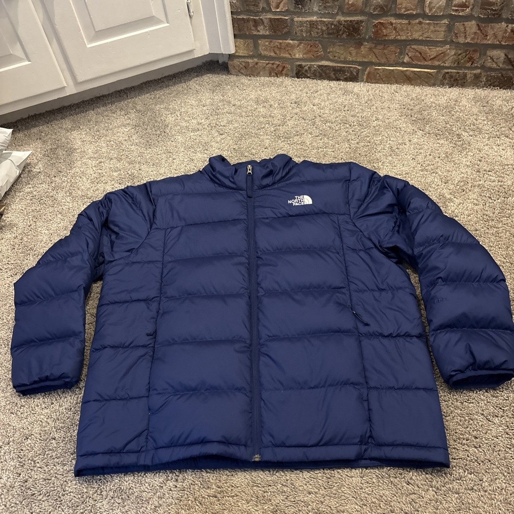 The North Face 550 Down Puffer Jacket Men's Size 2XL XXL Dark Blue Full Zip Up